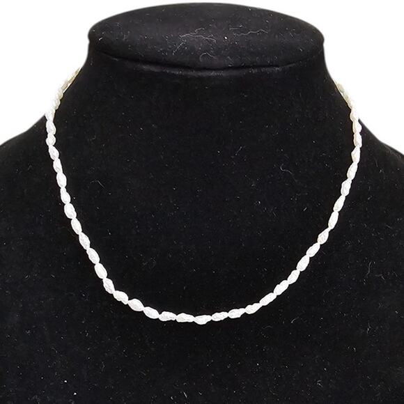 Vintage Y2K Single Strand Rice Pearl Necklace w/ Cream Pearls - Picture 1 of 4